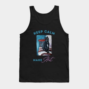 Keep calm make art cool black cat t shirt hoodie mug magnet sticker wall art Tank Top